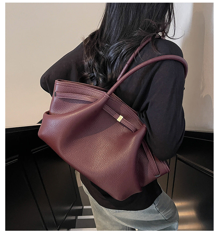 2025 Spring New Casual Simple Tote Bag Women's Office Commuter Large Capacity Shoulder Bag