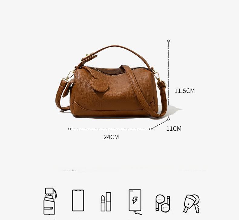 2025new crossbody soft leather large capacity commuter Boston pillow bag ladies bag hand-held shoulder bag