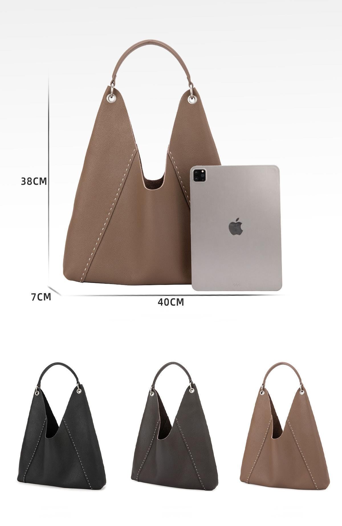 Tote bag for women, high-end niche, single-shoulder mommy, large-capacity, top-layer genuine cowhide, minimalist underarm bag