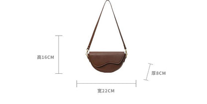 2025 popular fashion solid color textured shoulder messenger bag versatile saddle bag