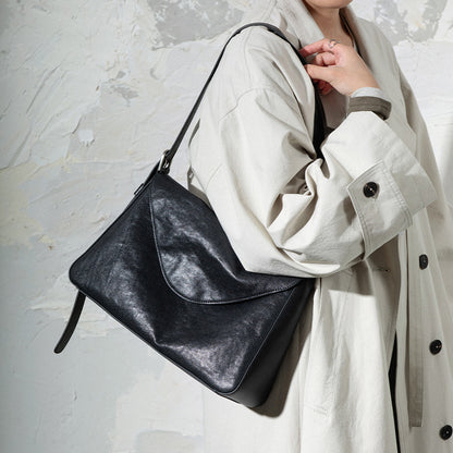 Underarm bag, Jurchen top layer cowhide, soft, high-end, niche, large-capacity, shoulder and crossbody commuter bag