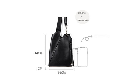 2024 new Korean version of niche irregular simple shoulder bag women's high-quality soft leather retro crossbody backpack