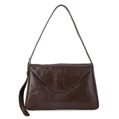 Underarm bag, Jurchen top layer cowhide, soft, high-end, niche, large-capacity, shoulder and crossbody commuter bag