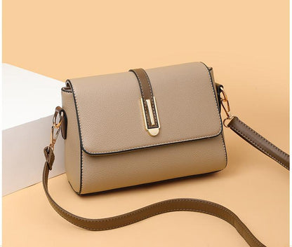 2025 new style small square bag for women, fashionable soft leather, single shoulder messenger bag, solid color