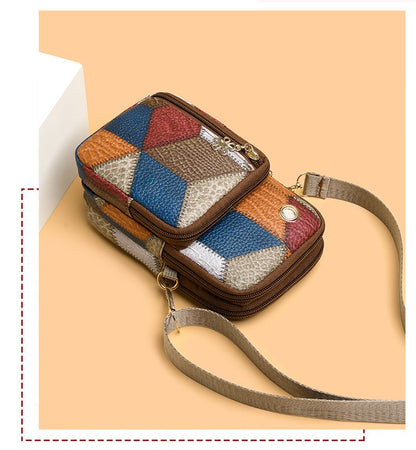 High-quality texture, versatile niche shoulder bag, new style, fashionable and versatile women's bag, contrast color mobile phone bag