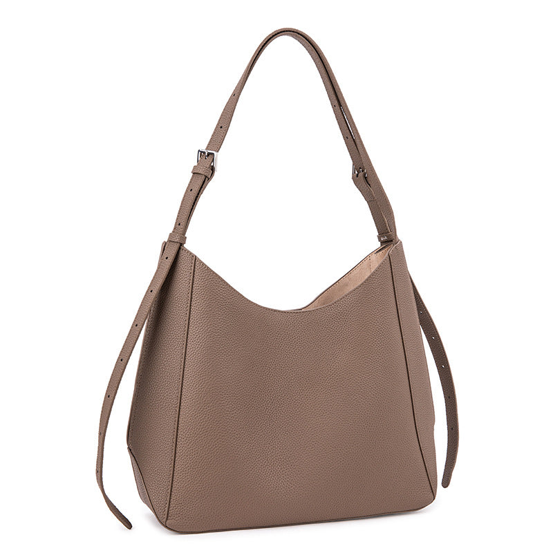 Bucket bag for women, high-end niche top-layer genuine cowhide one-shoulder autumn and winter tote commuter bag