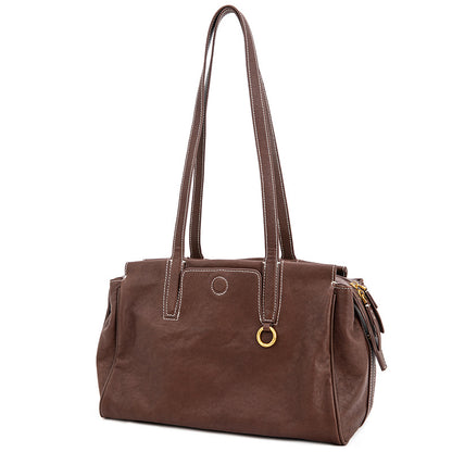 Tote bag for women, crossbody, genuine cowhide, high-end, niche, large-capacity, commuter shoulder bag