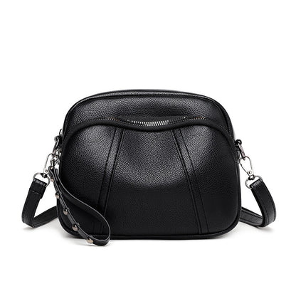 Fashionable mobile phone bag rivet zipper small square bag simple soft leather shoulder bag messenger bag for women