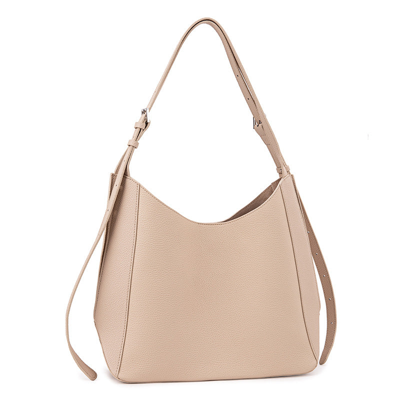 Bucket bag for women, high-end niche top-layer genuine cowhide one-shoulder autumn and winter tote commuter bag