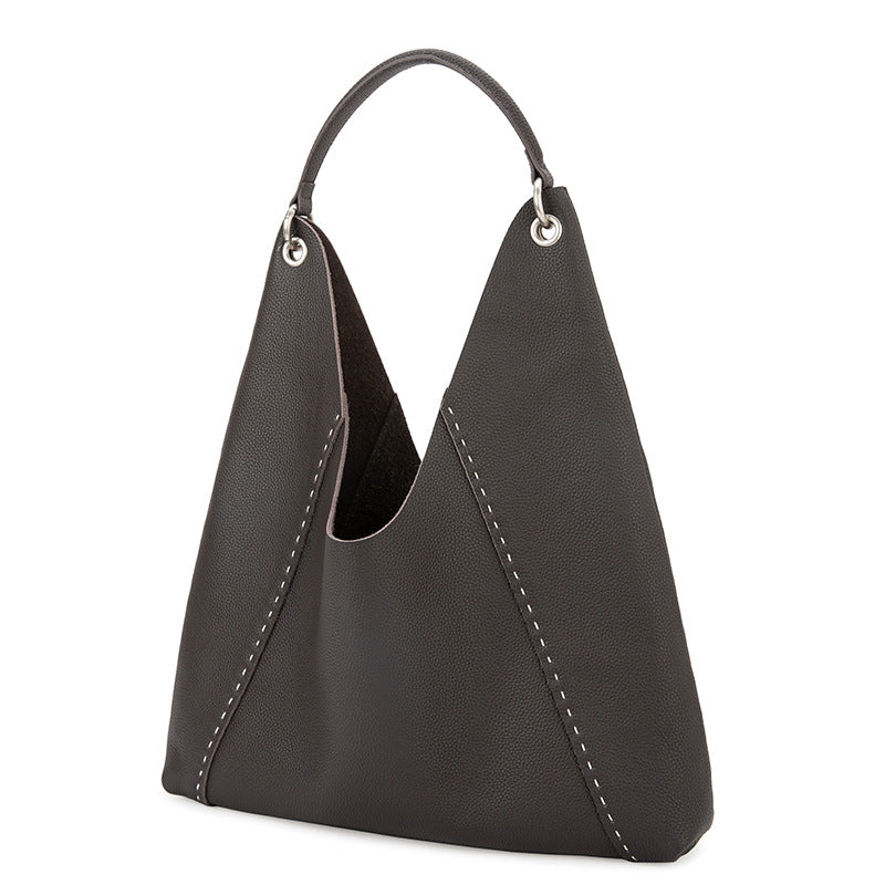 Tote bag for women, high-end niche, single-shoulder mommy, large-capacity, top-layer genuine cowhide, minimalist underarm bag