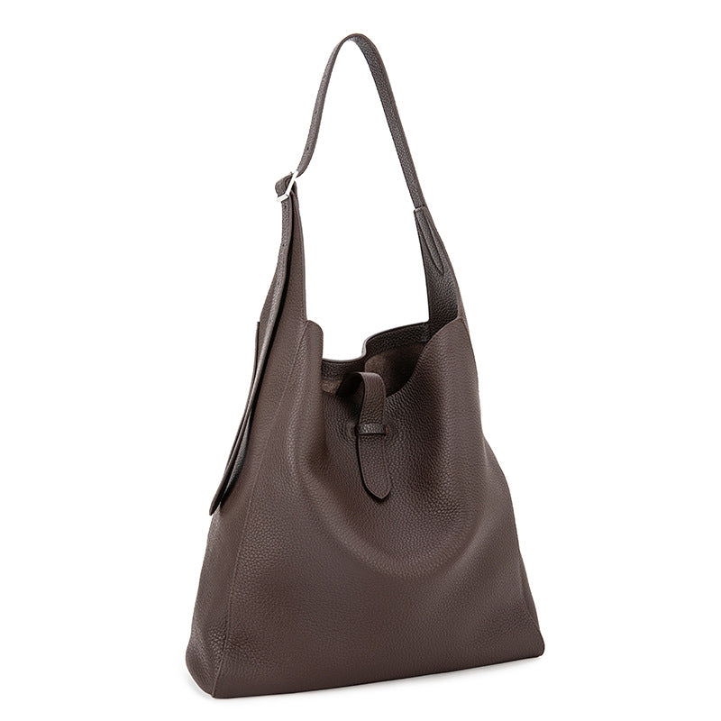 Tote bag for women, retro top-layer genuine cowhide, one-shoulder, crossbody,large-capacity commuter underarm bag