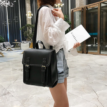 PU leather double backpack casual retro backpack fixed student schoolbag ladies backpack