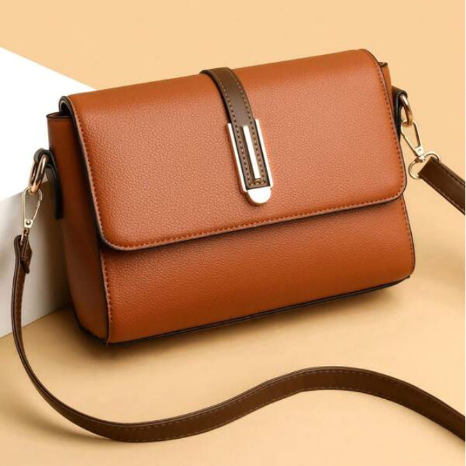 2025 new style small square bag for women, fashionable soft leather, single shoulder messenger bag, solid color