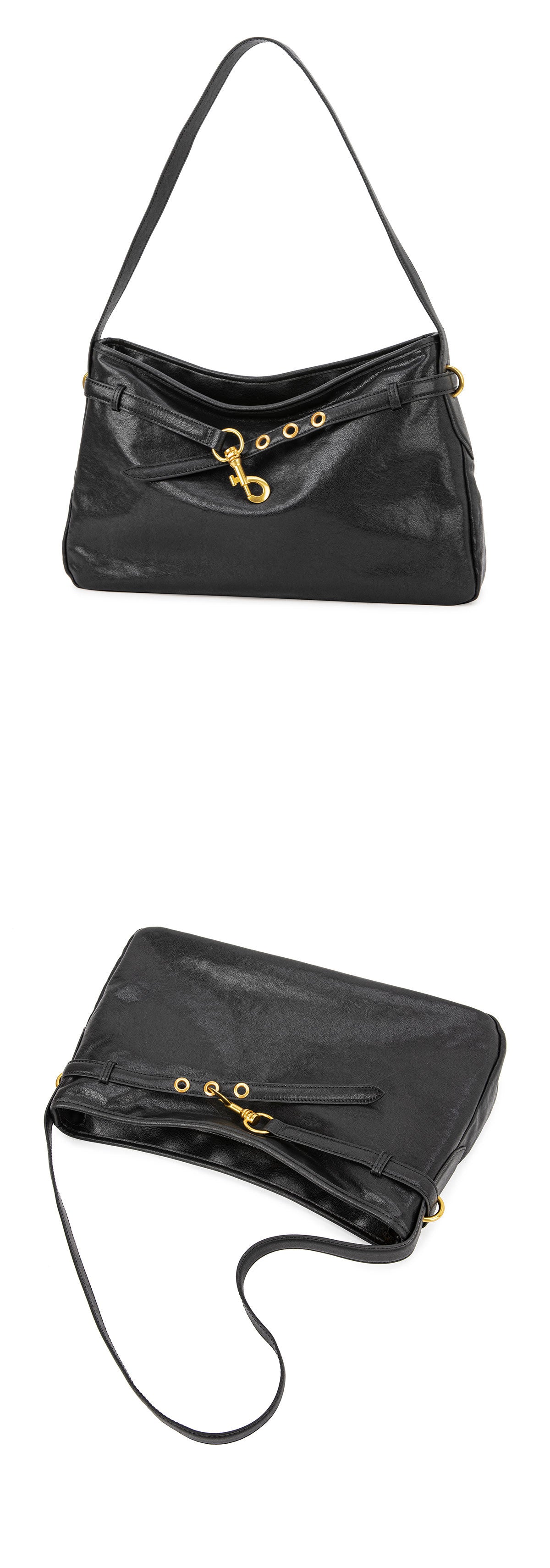 Black underarm bag, top layer genuine cowhide, soft, high-quality texture, niche crossbody commuter shoulder bag for women