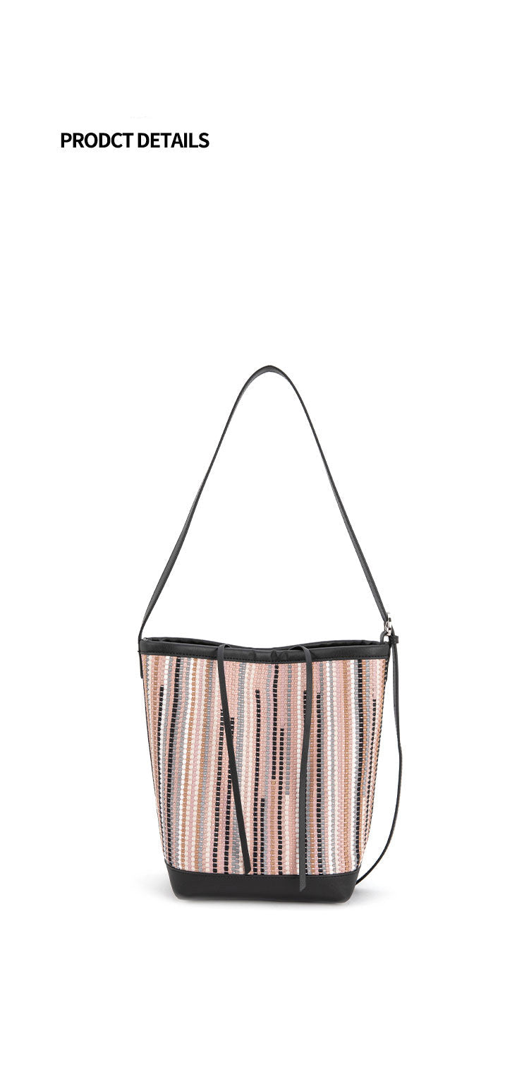 Bucket bag for women, crossbody, high-end, niche design, new large-capacity woven commuter bag