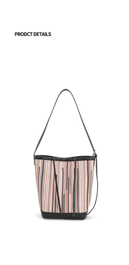 Bucket bag for women, crossbody, high-end, niche design, new large-capacity woven commuter bag