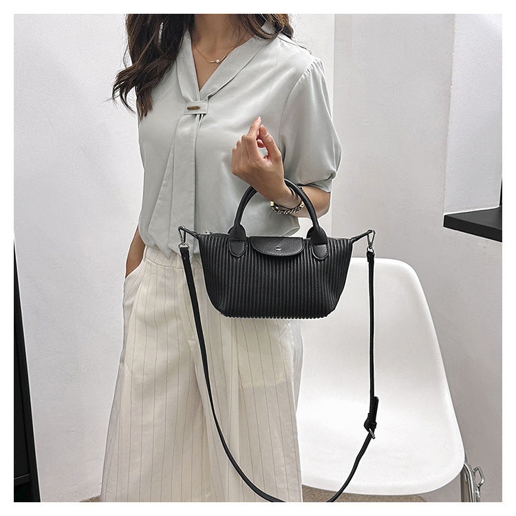 Pleated large capacity tote bag 2025 popular commuter handbag fashionable versatile shoulder large bag