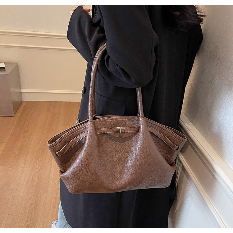 2025 Spring New Casual Simple Tote Bag Women's Office Commuter Large Capacity Shoulder Bag