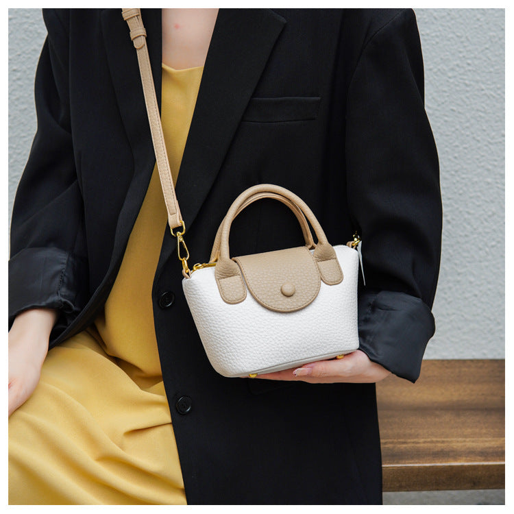 2025 new style trendy all-match crossbody bag fashionable contrast color portable bucket bag