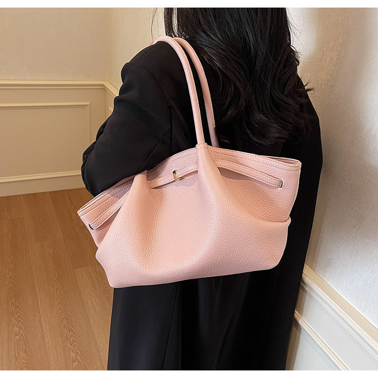 2025 Spring New Casual Simple Tote Bag Women's Office Commuter Large Capacity Shoulder Bag