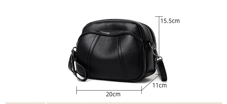 Fashionable mobile phone bag rivet zipper small square bag simple soft leather shoulder bag messenger bag for women