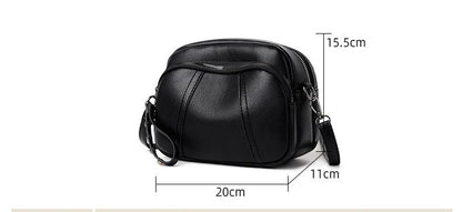 Fashionable mobile phone bag rivet zipper small square bag simple soft leather shoulder bag messenger bag for women