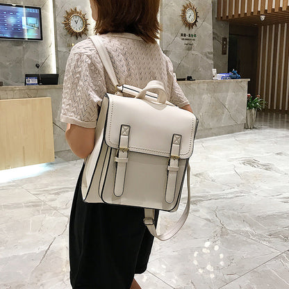 PU leather double backpack casual retro backpack fixed student schoolbag ladies backpack