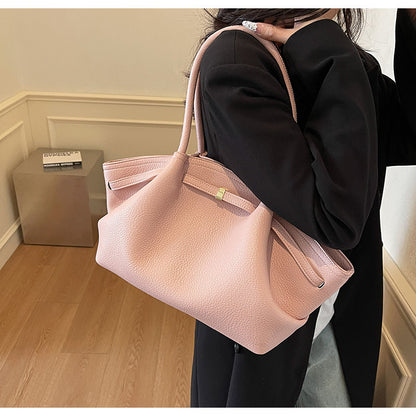 2025 Spring New Casual Simple Tote Bag Women's Office Commuter Large Capacity Shoulder Bag