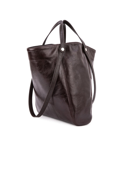 Brown bucket bag for women, high-end large-capacity, autumn and winter first-layer genuine cowhide commuter bag