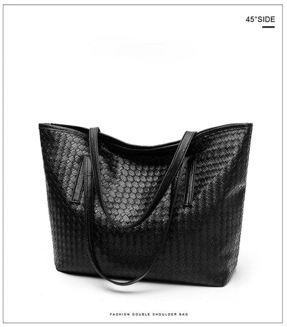 2024 new women's bag trendy woven large capacity shoulder bag fashionable casual tote bag simple large bag