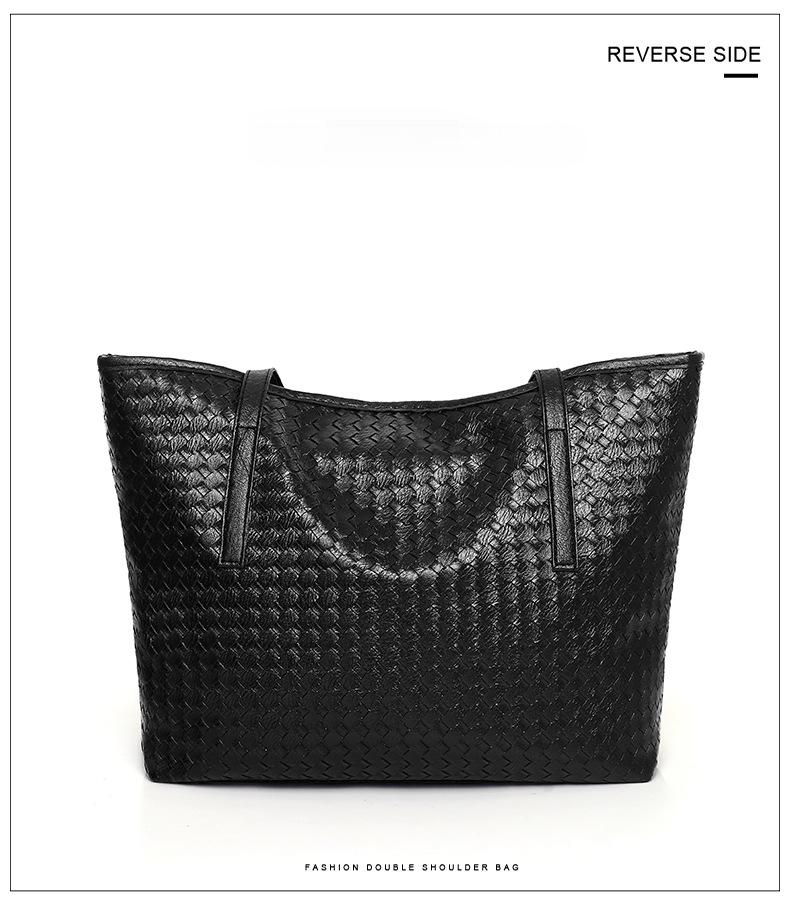 2024 new women's bag trendy woven large capacity shoulder bag fashionable casual tote bag simple large bag