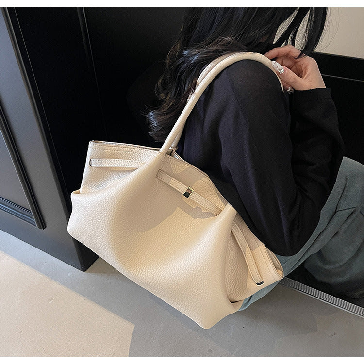 2025 Spring New Casual Simple Tote Bag Women's Office Commuter Large Capacity Shoulder Bag