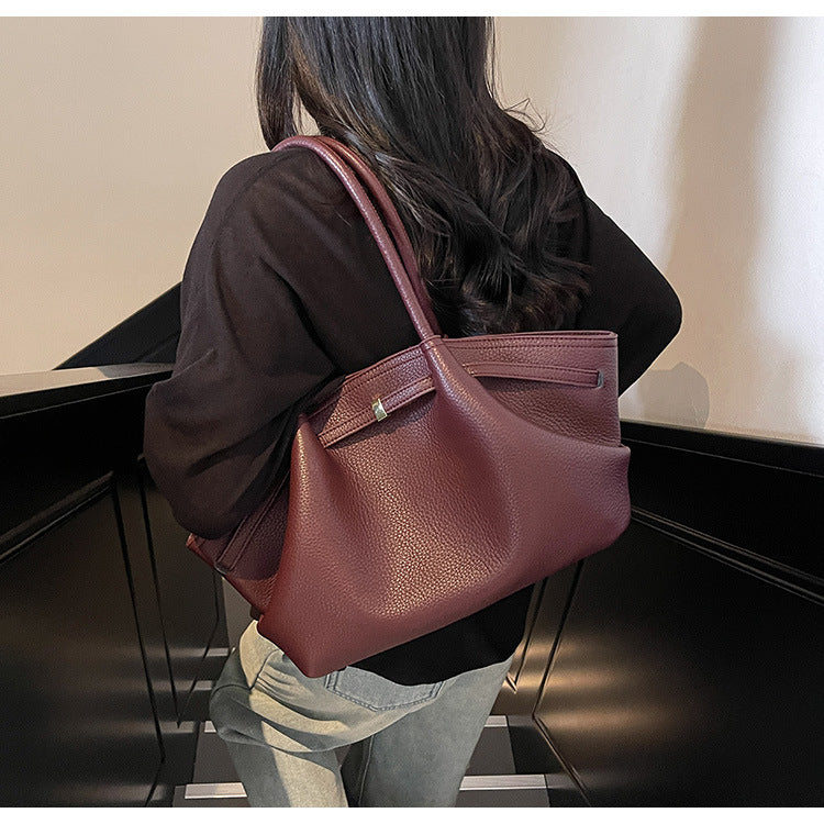 2025 Spring New Casual Simple Tote Bag Women's Office Commuter Large Capacity Shoulder Bag