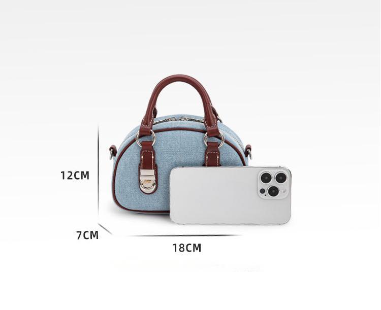 Boston bag for women, high-end niche pillow bag, one-shoulder crossbody denim canvas handbag