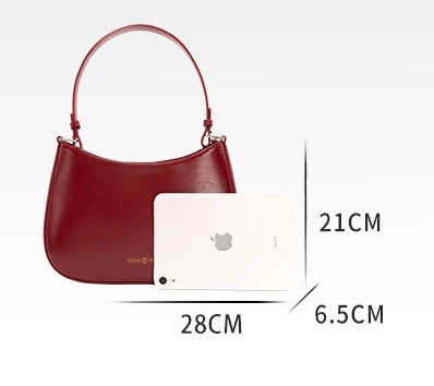 New style of underarm bag for women, daily use, genuine leather shoulder crossbody, niche red French bridal wedding bag